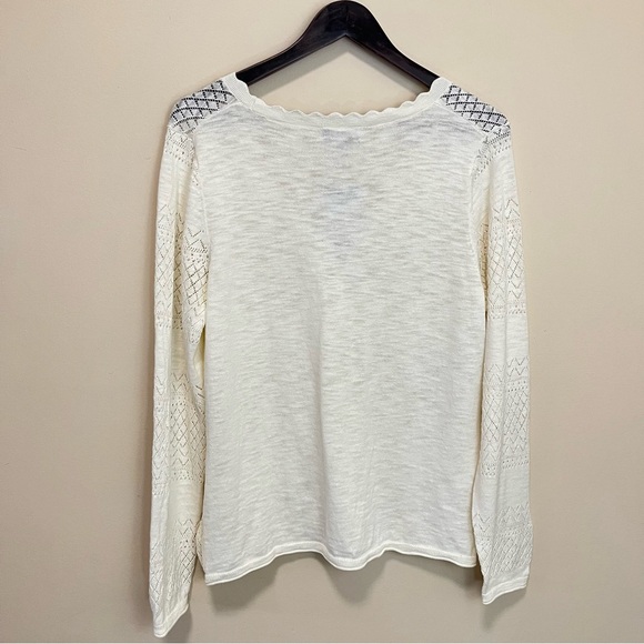 NWT Frye Pointelle Knit 100% Cotton Ivory Cardigan Sweater - Picture 7 of 12